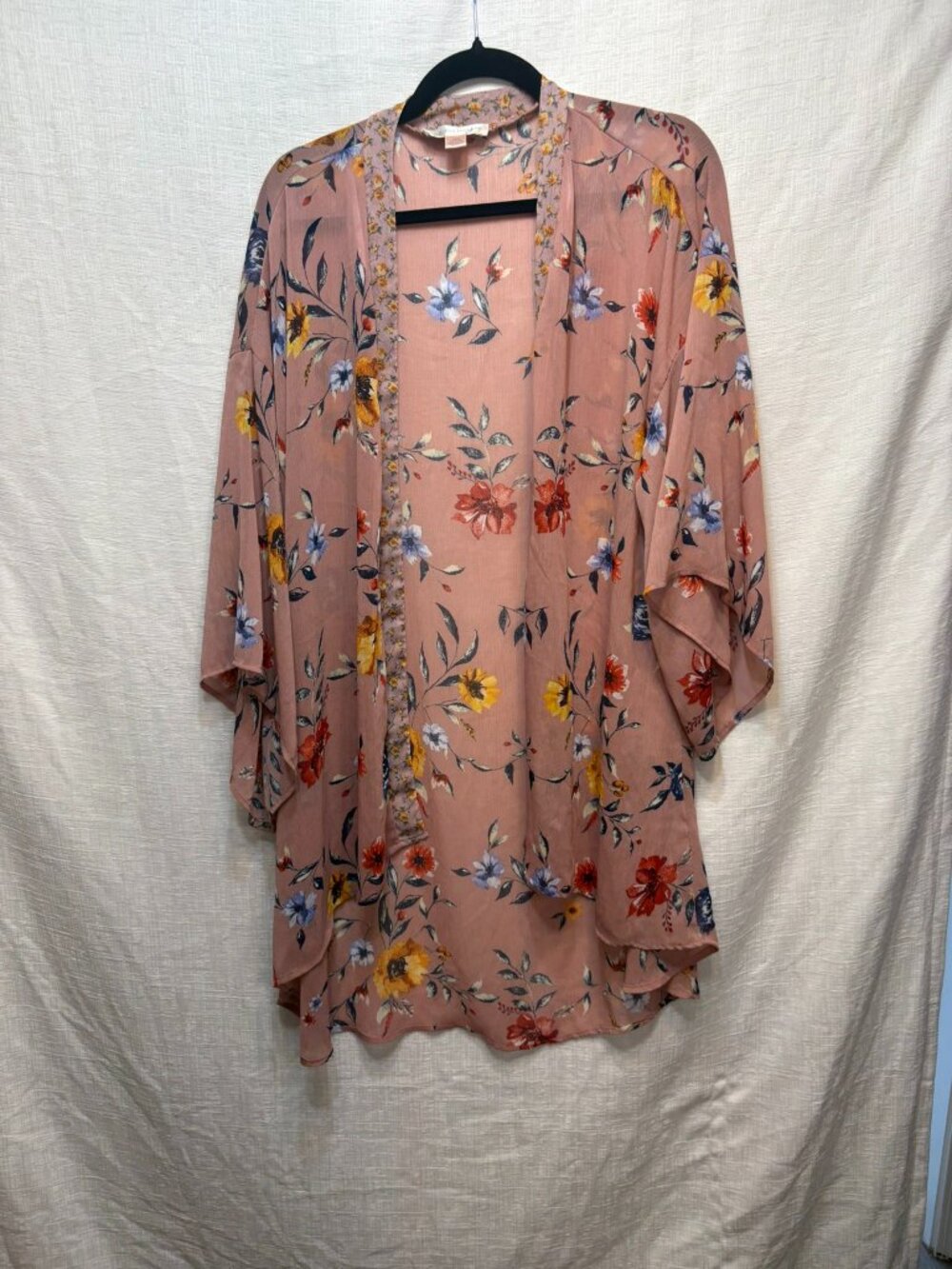 B.O.G. Collective Floral Kimono Cover Up Oversized Small Lace Trim